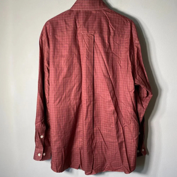 Orvis Men's Large Comfort Stretch Twill Long Sleeve Button Down Plaid Shirt Red - Picture 11 of 16